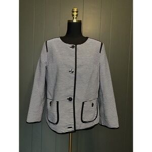 Talbots Womens‎ Pinstripes Black & White Blazer Jacket Sz 12